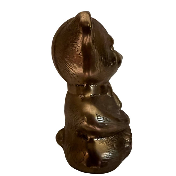 Brass Teddy Bear Coin Bank Screw Held Bottom Older Vintage Collectible - Picture 3 of 11